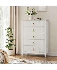 gaomon 32" Wide 5-Drawer Wooden Dresser with Metal Handles Bedroom Storage Cabinet