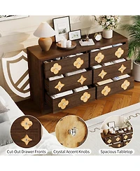 gaomon 6 Drawer Dresser for Bedroom, Wide Boho Chest of Drawers with Wooden Storage Cabinet and Decorative Front Organizer