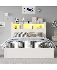 Streamdale Furniture Full Size Wood Bed with Drawers, Storage Headboard & Cabinet