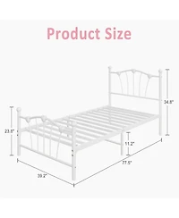 gaomon Bed Frame, Heart Shaped Metal Bed Frame with Headboard and Footboard, Platform Bed Frame with Sturdy Slat Support, Underbed Storage Space