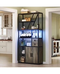 gaomon Freestanding Wine Rack Wine Bottle Holders Stands Coffee Bar Storage Organizer Display Rack Table for Kitchen Dining Room Small Spaces