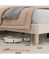 gaomon Upholstered Platform Velvet Bed Frame with Headboard,Strong Wooden Slats Support