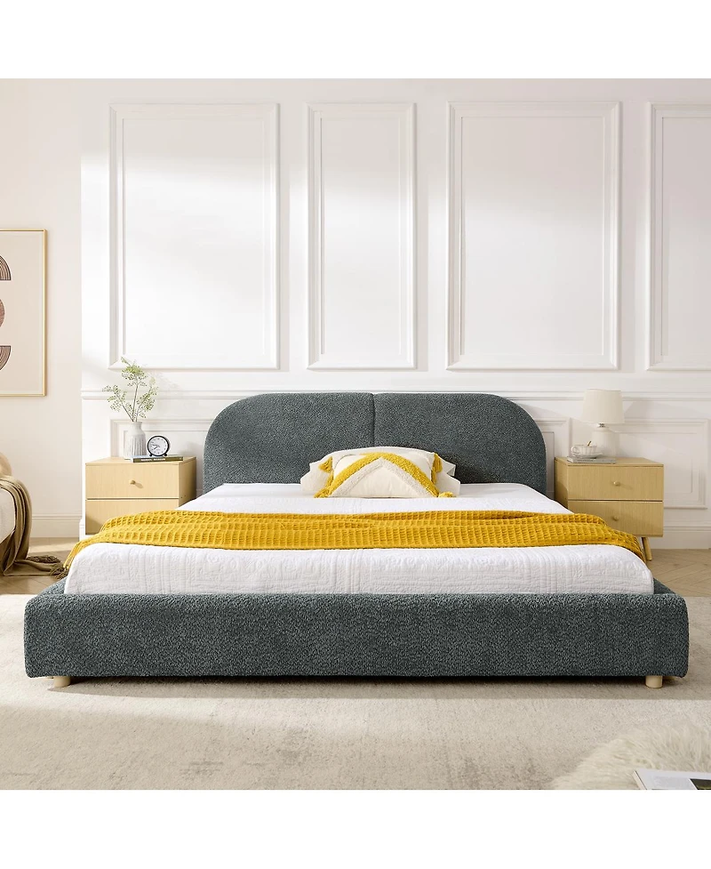 Streamdale Furniture Queen Size Upholstered Bed Frame, Modern Minimalist