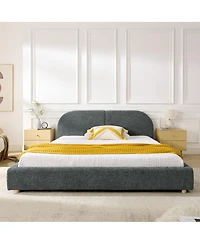 Streamdale Furniture Queen Size Upholstered Bed Frame, Modern Minimalist