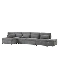 Streamdale Furniture L-Shaped Sleeper Sofa with Usb Charging and Storage