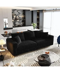 Streamdale Furniture 82 Plush Corduroy 3-Seat Sofa with Movable Ottoman