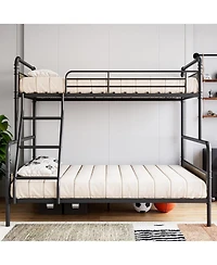 gaomon Metal Bunk Bed Twin Over Full with Angled Ladder, High Guardrail, Heavy Duty Frame Slats, Smooth Rounded Edges