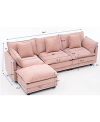 Streamdale Furniture 3-seat combo sofa with storage ottoman, upholstered sectional couch.