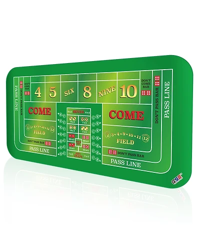 Gse Games & Sports Expert 70" x 35" Casino Craps Tabletop Layout Mat with Carrying Bag, Non-Slip Rubber Layout Mat