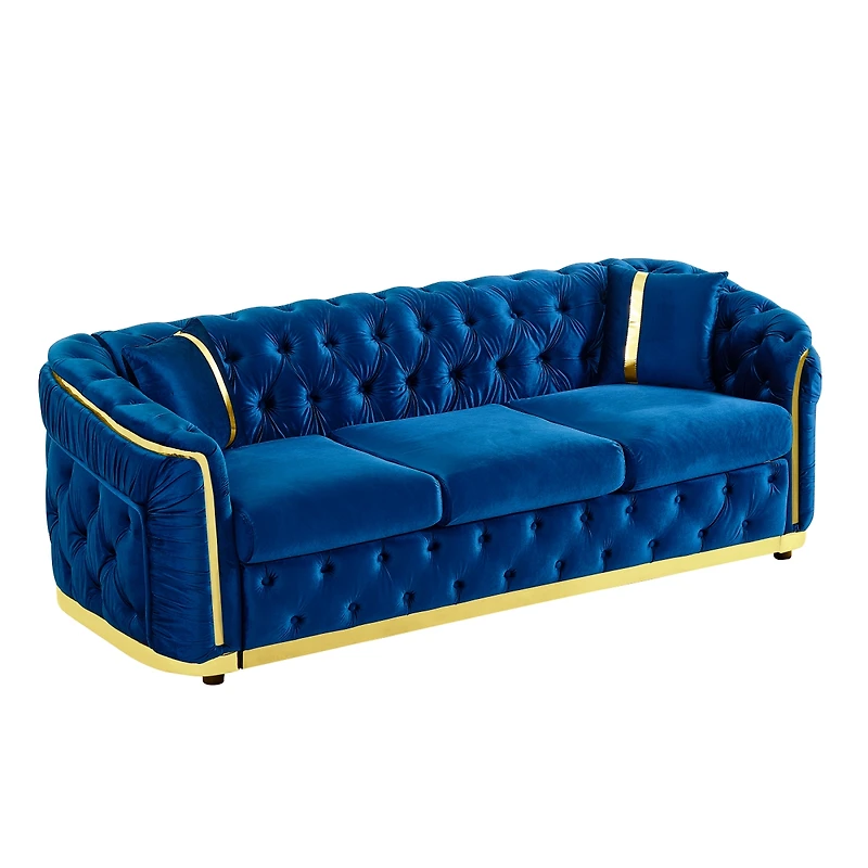 Streamdale Furniture Mid Century Modern Chesterfield Sofa, Luxury Velvet