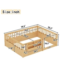 Streamdale Furniture Full Floor Bed with Heightened Fence & Bookshelf