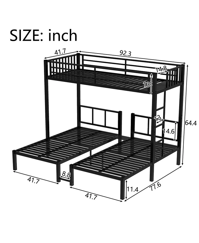 Streamdale Furniture over Metal Triple Bunk Bed