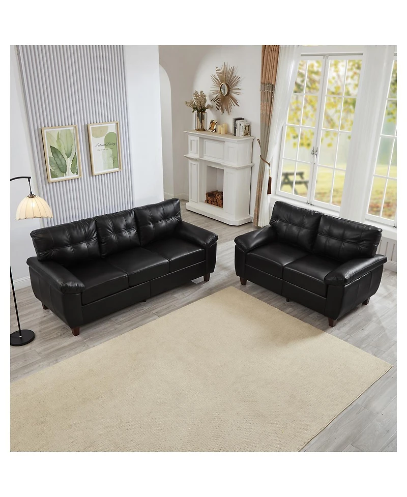 Streamdale Furniture 28 inches Modern 2-Piece Faux Leather Sofa with Storage
