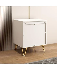 Streamdale Furniture Streamdale Set of 2 Light-Luxury Wall-Mounted Nightstands with 2 Drawers & Gold Accents