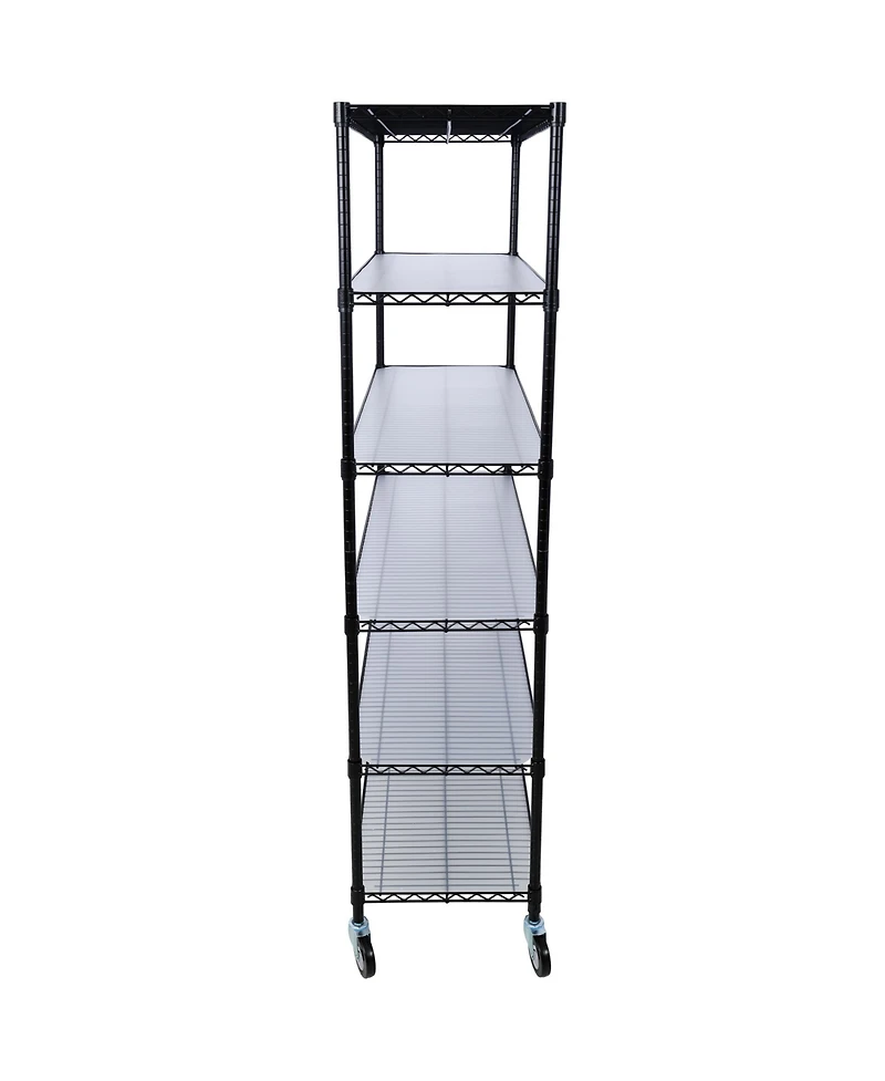 Rainsken 6-Tier Metal Wire Shelving Unit, Heavy Duty Adjustable Storage Rack with Wheels, Shelf Liners