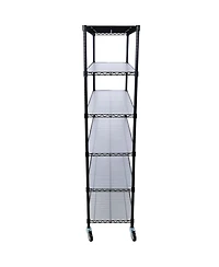Rainsken 6-Tier Metal Wire Shelving Unit, Heavy Duty Adjustable Storage Rack with Wheels, Shelf Liners