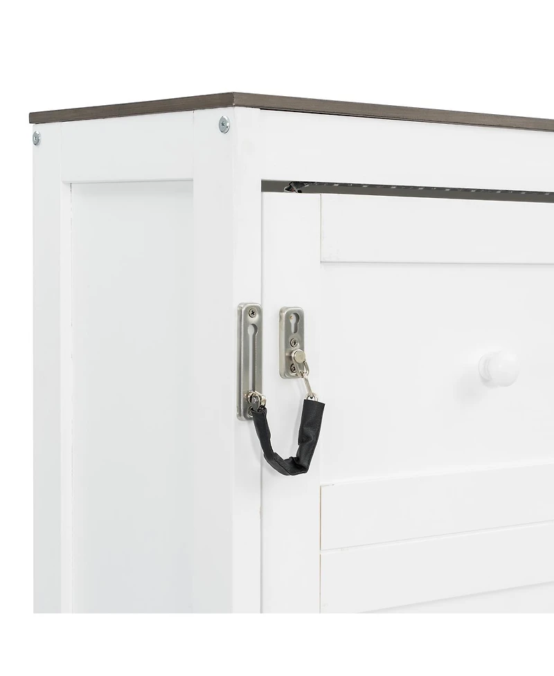 Streamdale Furniture Queen Size Murphy Bed with Led Light, Foldable Cabinet