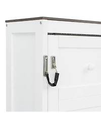 Streamdale Furniture Queen Size Murphy Bed with Led Light, Foldable Cabinet