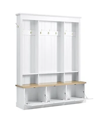 Streamdale Furniture Elegant App Controlled Led Hall Tree with Roman Column Design & Storage Bench