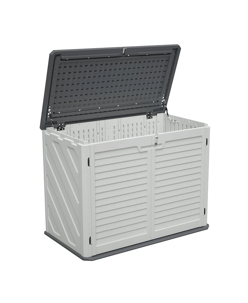 Streamdale Furniture Horizontal Storage Shed with Removable Shelf, Large Lockable Outdoor Cabinet