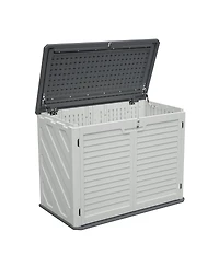 Streamdale Furniture Horizontal Storage Shed with Removable Shelf, Large Lockable Outdoor Cabinet