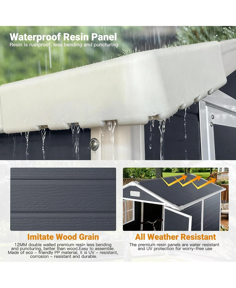 Streamdale Furniture 6ft x 6ft Plastic Outdoor Storage Shed with Lockable Door