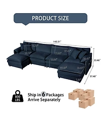 Boyel Living Modular Sectional Sofa, Oversized Deep Seat U Shaped Couch Set, -Seater Comfy Cloud Couches with Movable Ottomans