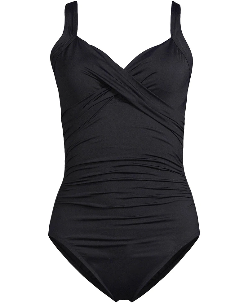 Lands' End Women's D-Cup Sweetheart Underwire Wrap One Piece Swimsuit