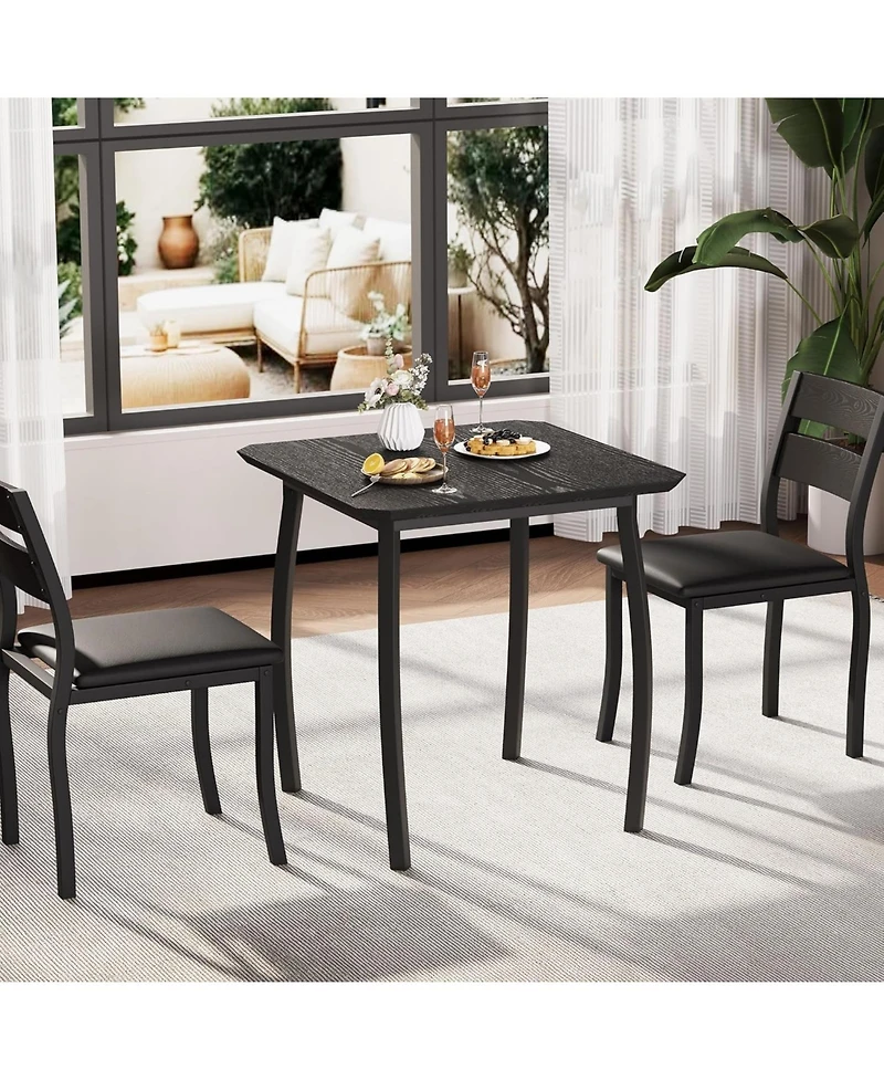 gaomon 3 Piece Dining Table Set for 2 Small Kitchen Table Set with 2 Upholstered Chairs and Metal Frame and Wood Tabletop Apartment Home Kitchen