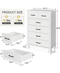gaomon Dresser for Bedroom with 6 Drawers, 45" Tall & Chests of Drawers with Storage, Large Drawer Dresser for Closet Wooden Storage Cabinet
