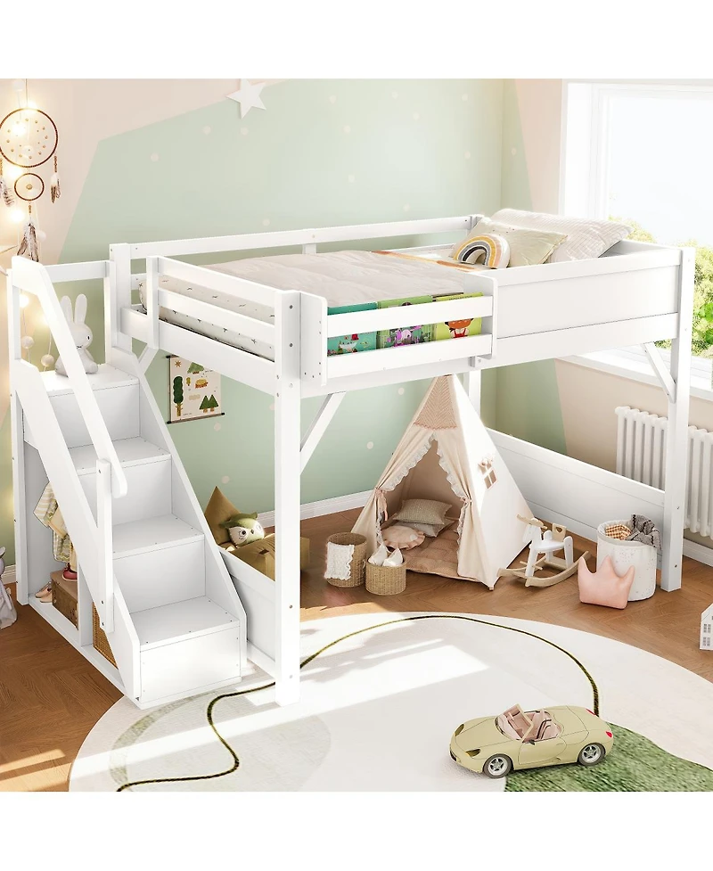 Streamdale Furniture Streamdale Loft Bed w/Wardrobe & Storage, Solid Wood