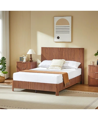 Streamdale Furniture Streamdale Wooden corrugated curved lines,No Box Spring Needed