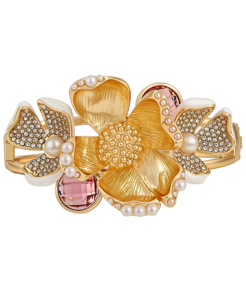 Guess Side Hinge Floral Statement Bracelet