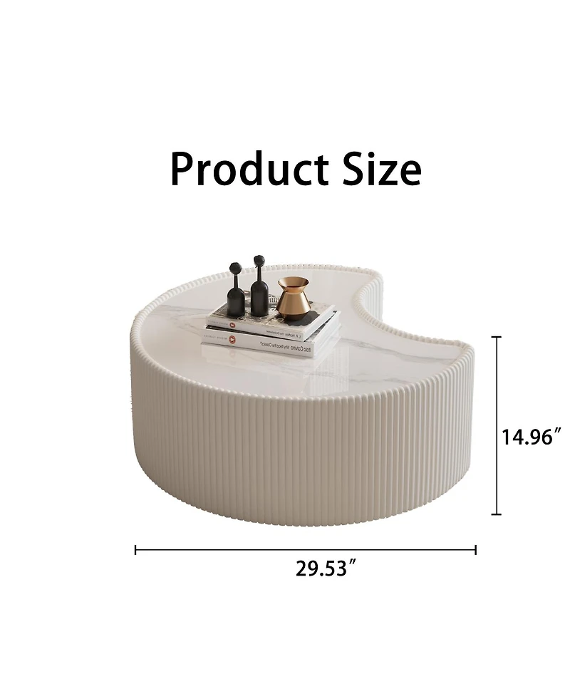 Streamdale Furniture Streamdale Stylish Sintered Stone & Leather Irregular Coffee Table for Living Room