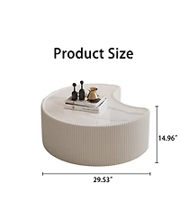 Streamdale Furniture Streamdale Stylish Sintered Stone & Leather Irregular Coffee Table for Living Room