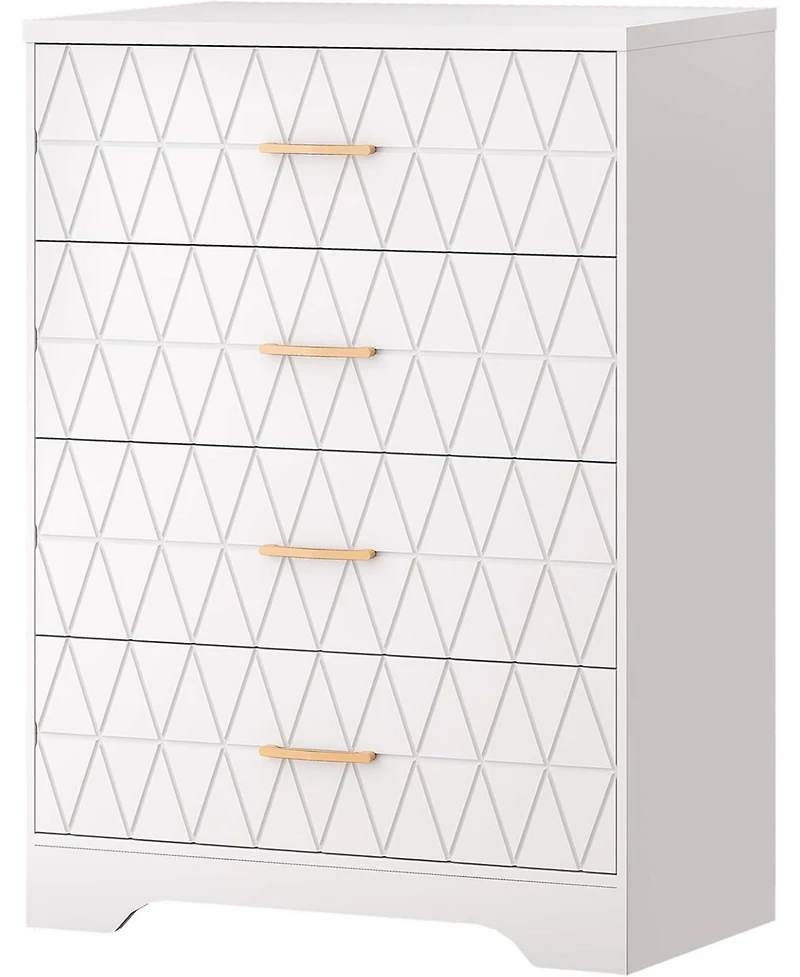 gaomon Wood Dressers for Bedroom with 4 Drawers, Modern Tall Dressers, Wide Chest of Drawers Gold Handles, Wooden Dresser Nightstand