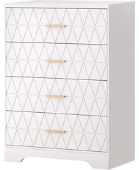 gaomon Wood Dressers for Bedroom with 4 Drawers, Modern Tall Dressers, Wide Chest of Drawers Gold Handles, Wooden Dresser Nightstand