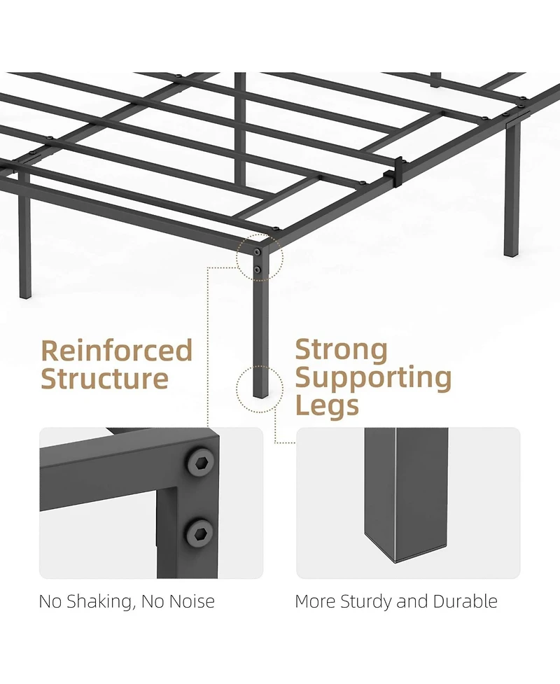 gaomon Metal Bed Frame, Platform Bed Frame with Steel Slat Support Heavy Duty Frame, No Box Spring Needed, Easy Size