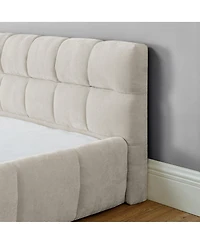 Streamdale Furniture King size upholstered bed frame with chenille fabric, no box spring needed