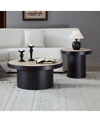 Streamdale Furniture Streamdale Set of 2 Coffee Table, Round Sintered Stone Tabletop