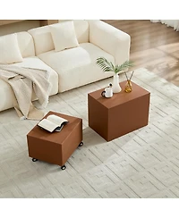 Streamdale Modern Brown Mdf Saddle Leather Table – Two Compact Sizes