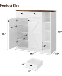 gaomon 42" Shoe Cabinet with Barn-Style Doors & Drawers – Adjustable Shelf Shoe Storage with Anti-Tip, Modern Freestanding Shoe Rack Organ