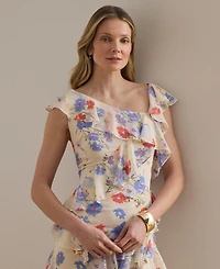 Lauren Ralph Women's Flutter-Sleeve Asymmetric Neck Maxi Dress