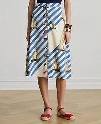 Lauren Ralph Women's Print Button-Front Crepe Skirt
