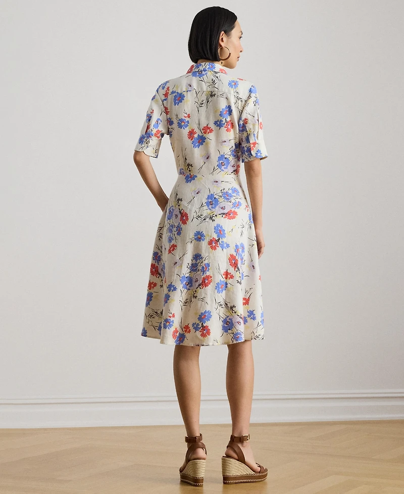 Lauren Ralph Women's Floral Tie-Front Collared Shirt Dress