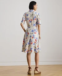 Lauren Ralph Women's Floral Tie-Front Collared Shirt Dress