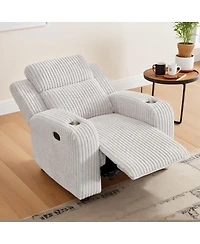 Streamdale Furniture Reclining Corduroy Sofa Couch with Cup Holders