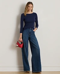 Lauren Ralph Women's Slim Fit Boat Neck Top