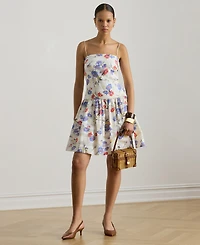 Lauren Ralph Women's Floral Print Spaghetti Straps Dress
