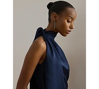 Lauren Ralph Women's Halter Neck Tie Detail Top